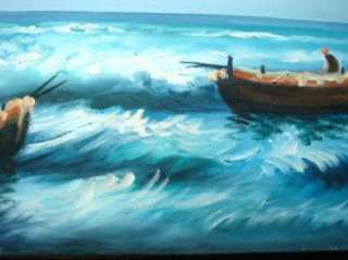 Italian Signed Original Huge Seascape Oil Painting  