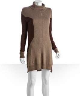 Wyatt oak cashmere blend two tone turtleneck dress   