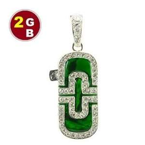  2GB Luxury Emerald with Crystal Jewelry Flash Drive (Green 