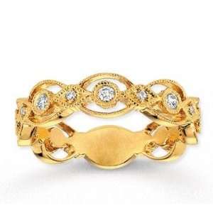   : 14k Yellow Gold 1/3 Carat Diamond Filigree Stackable Ring: Jewelry