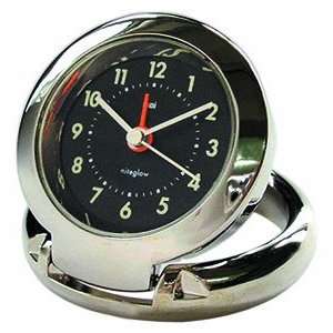   Diecast Solid Metal Travel Alarm Clock, Futura Black