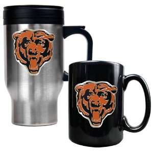  Chicago Bears NFL Travel Mug & Ceramic Mug Set: Sports 