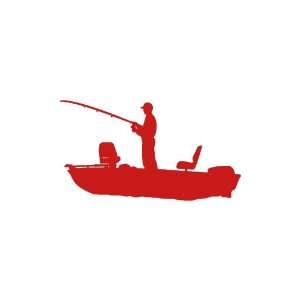  Bass Fishing Boat medium 7 Tall RED vinyl window decal 