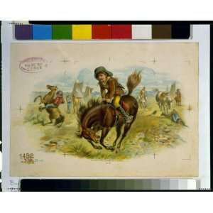  Bucker, 1887, Cowboys,Tobacco Package Label,Broncos