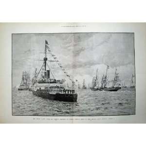   1889 Royal Yacht German Emeror British War Ships Sea