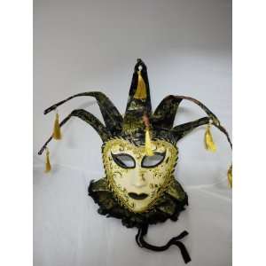   Black & Golden Venetian Styled Jester Mask with Collar Toys & Games