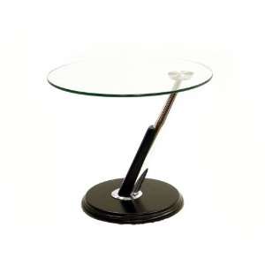   Studio Contemporary Round Glass End Table, Black