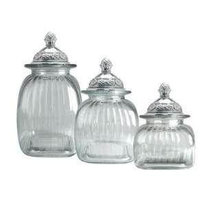  Canisters 3 Piece Set with Mayfair Lid in Clear: Kitchen 