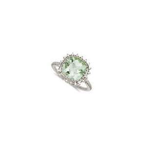  Cushion Cut Green Amethyst and Diamond Cable Ring Jewelry