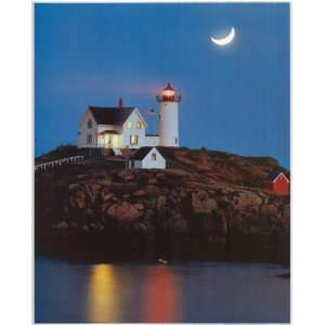 Ocean Lighthouse Crescent Moon Sunset   Photography Poster 