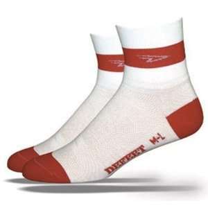 DeFeet AirEator 4in D Team Sprint Red/White Cycling/Running Socks 