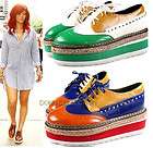  WOMEN PLATFORM OXFORD LACE UP CREEPER LOAFER SNEAKERS SHOES WEDGE FLAT