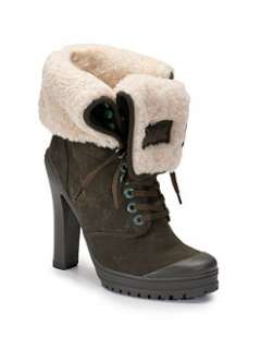 Philip Simon   Kevoik Canvas & Shearling Ankle Boots/Military