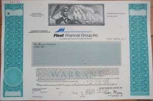 SPECIMEN Stock Certificate Fleet Financial Group, Inc.  