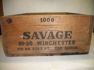 Vintage Winchester 30 30 Savage Arms Wood Ammo Box  