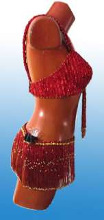 belly dance costume dancing bra and belt red pro  