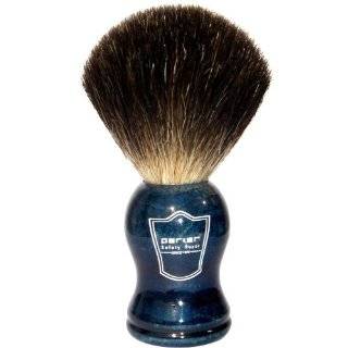 Parker Safety Razor 100% Black Badger Bristle Shaving Brush with Blue 