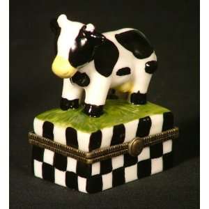  Black & White Dairy Cow Hinged Trinket Box phb NEW: Home 