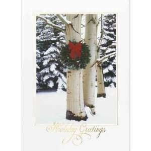   Birch Trees   Gold Lined Envelope with White Lining   Red Ink Home