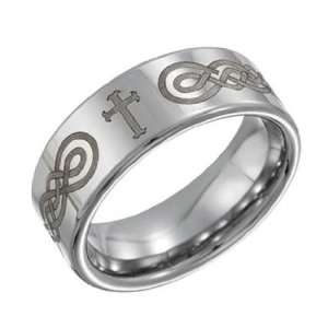  Dura Tungsten Cross and Celtic Knot Laser Design Band 