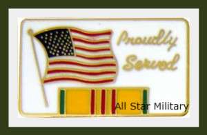 Proudly Served Vietnam Service Ribbon Military Pin Gift  