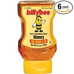 Billly Bee Honey Liquid White Upside Down Squeeze, 13 Ounce (Pack of 6 
