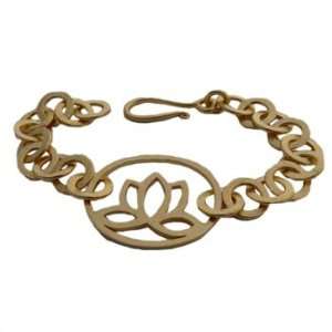  18k Gold Matte Lotus Flower Link Bracelet Jewelry
