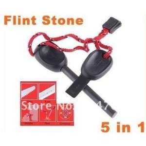  5 in 1 flint fire starter whistle compass saw ruler 