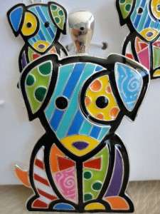 Art Romero Britto Jewerly set of Earrings and Pendant Dog puppy 