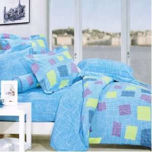 Blancho Bedding   [Sky Patch] 100% Cotton 5PC Comforter Set (Queen 