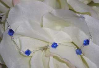 Something Blue Swarovski Brides Silver Anklet & Sixpence  
