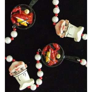 Chef Skillet Lobster Crawfish Corn Garlic Seafood Beads Necklace New 