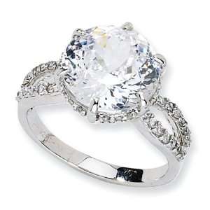  Sterling Silver 100 facet CZ Ring   Size 8   JewelryWeb Jewelry