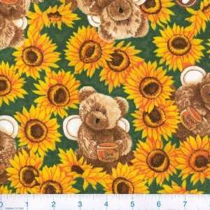  45 Wide Flannel Boyd Bear Sunflower Patch Fabric By The 