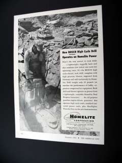 Homelite Generator & Bosch Rock Drill 1954 print Ad  