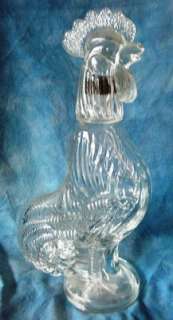   Clear Glass CHICKEN BOTTLE w/Head as Top  Figurine Hen  