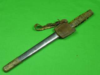 Chinese China WW2 Dagger Fighting Knife Sword w/ Scabbard Frog Hanger 