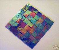 100 Electric Blue Iridized Mosaic Tiles Stained Glass  