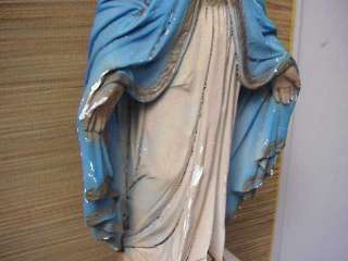 Large 25 Antique Blessed Virgin Mother Mary Plaster Statue  