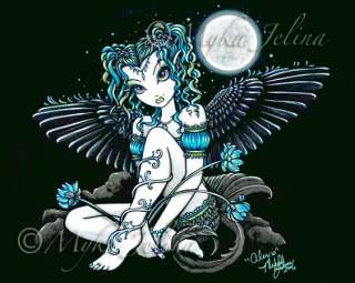 Gothic Lilly Moon Faerie Teal Fairy Signed Print Alexis  