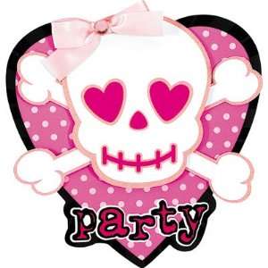    Jumbo Pink Skull Invitations (8) Party Supplies: Toys & Games