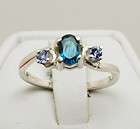 London Blue Topaz and Tanzanite Ring Size 7   Sterling 