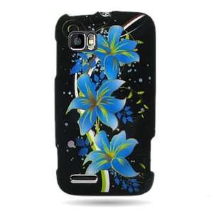 WIRELESS CENTRAL Brand Hard Snap on Shield With BLACK BLUE LILY Design 