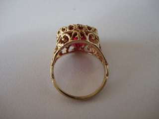 Estate vintage 14k gold Ruby 5 carat Solitaire filigree ring  