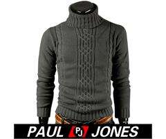 PAUL JONES 6401 Men’s Stylish Fashion Knit Neck Turtleneck Warm 