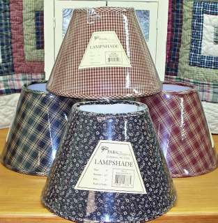 PRIMITIVE FABRIC LAMP SHADE, 10, PARK DESIGNS, FOUR ASSORTED PATTERNS 