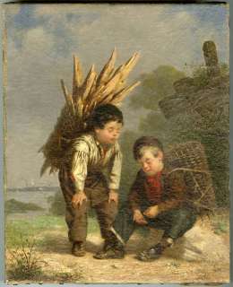 WILLIAM PENN MORGAN   Orig PAINTING of TWO BOYS c.1860  