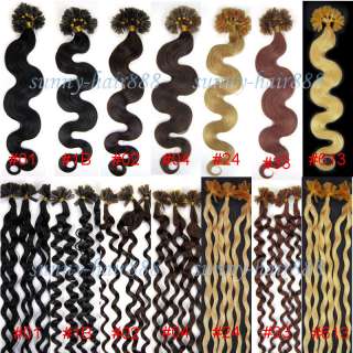 Nail tipped pre U tipped Remy HUMAN HAIR EXTENSIONS ★BODYWAVY/Culy 