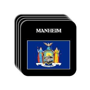 US State Flag   MANHEIM, New York (NY) Set of 4 Mini Mousepad Coasters