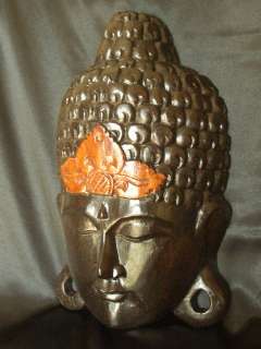 16 Wooden Dark Shine Buddha Mask Wall Hanging Decor  